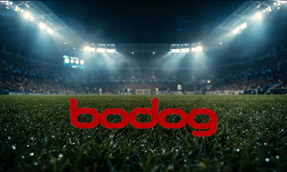 Bodog logo on the grass of a sports field