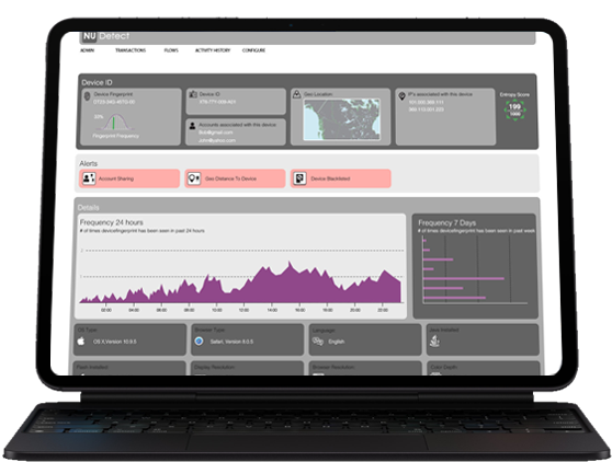 NuData Security dashboard on a laptop