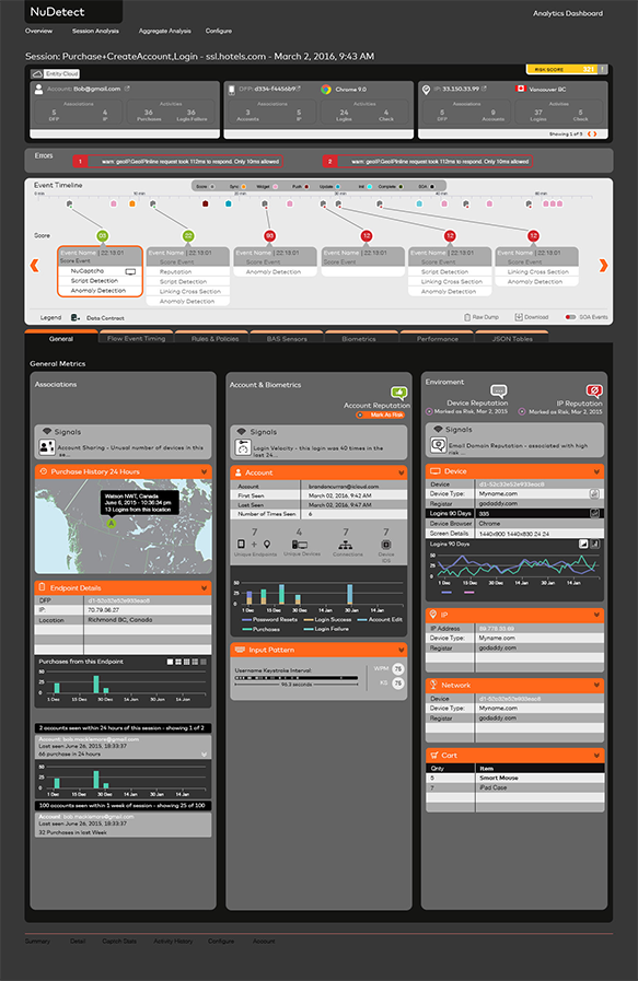 A screenshot of the policies panel in the NuDetect dashboard, showing the layout and structure of the policy management interface. The screenshot includes annotations explaining the design decisions.