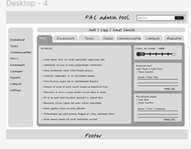 a wireframe showing the layout and structure of the online complaint portal for employers at WorkSafeBC. The wireframe includes a series of pages and features, as well as annotations explaining the design decisions.
